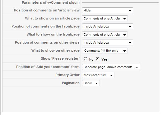 Sample values of yvComment Plugin Parameters. Part 5 of 5.